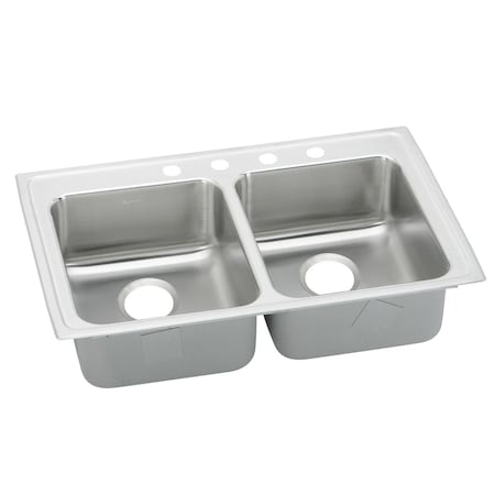 Lustertone Stainless Steel 29 X 22 X 4 Equal Double Bowl Top Mount Ada Sink